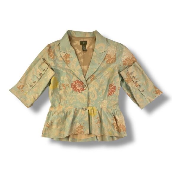 Anthropologie Fei Floral Peplum Blazer Jacket Size 10 - Picture 1 of 5
